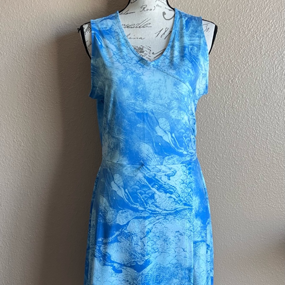 Silver Bait Blue UPF 50+ Performance Wicked Sleeveless V Neck Wrap Dress